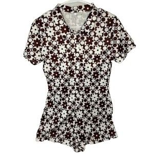 Kaipiclos Women Sexy Short Sleeve Bodycon Romper Daisy Print Pattern Buttons